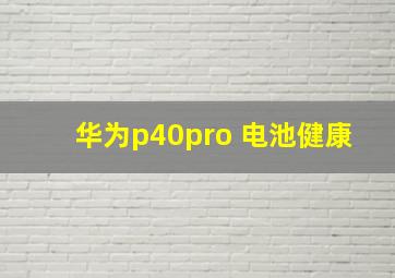 华为p40pro 电池健康